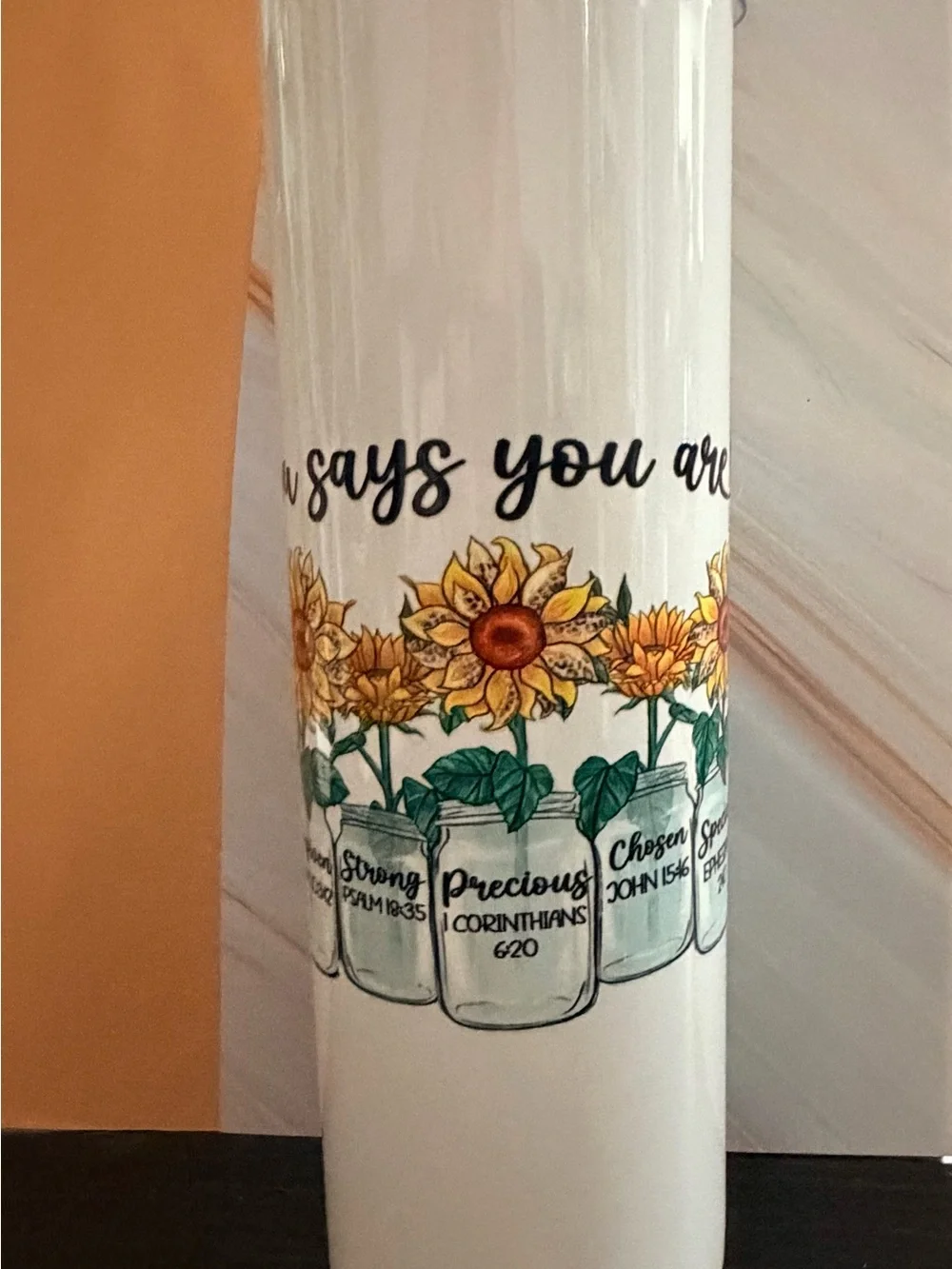 God says you are with scripture slim design tumbler 24 oz Sunflower
